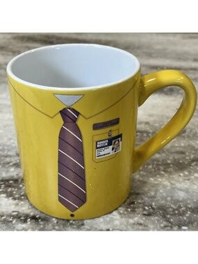 Yellow Ceramic Mug with Tie Graphic - The Office Theme